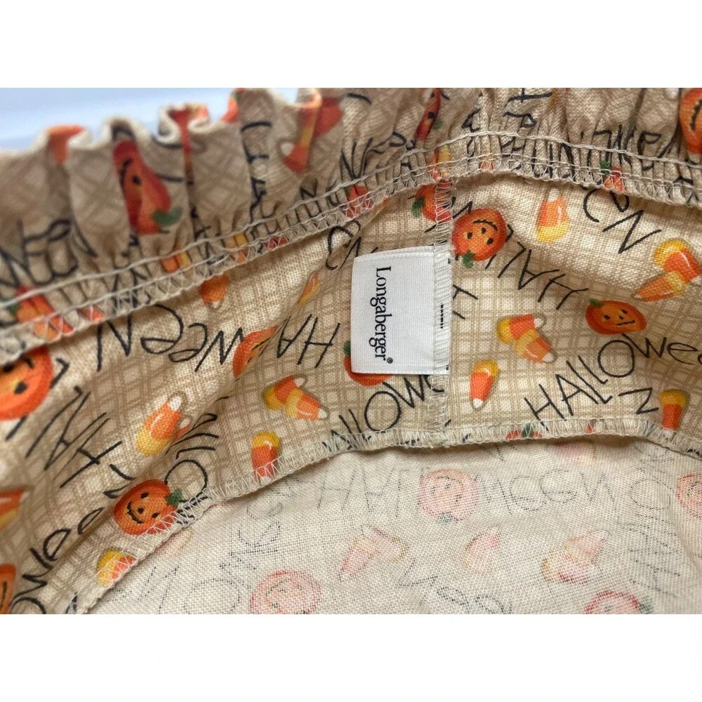 Longaberger Halloween Basket Liner Candy Corn Pumpkin pattern ruffed edge